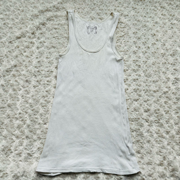 Old Navy White Ribbed Cotton Layer Thick Straps Tank Top Size Small - Picture 2 of 5